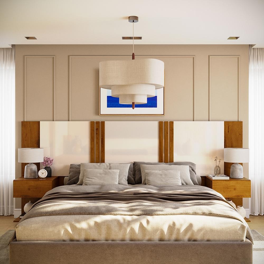 Cabeceira Extensível para Cama Casal Queen King Sleep Movelove com Nichos 2 Gavetas Lukaliam Móveis