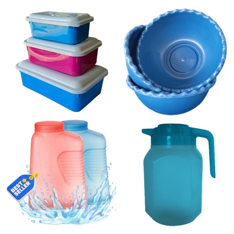 KIT COM 8 UTENSILIOS  3 UND SALADEIRA RETANGULA  PMG+3 UND SALADEIRA 3 PECAS 300 ML+GARRAFA GELADEIRA 2L+JARRA 2.5 L