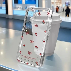 Capinha Capa transparente Anti-impacto Flor Desenho para Samsung A55 A35 A03 A04 A05 A05S A10 S24 Plus S25 Ultra