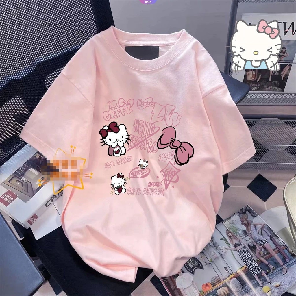 Tshirt Feminina Hello Kit Estilosa Estampada Lançamento Camiseta 100% Algodão Camisetão Camisa Oversized Plus Size
