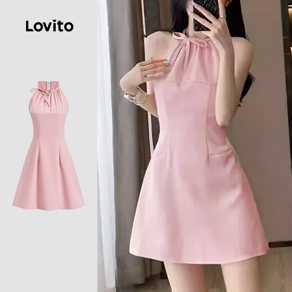 (New) Lovito Vestido Feminino de Primavera/verão com Laço Fofo Na frente L143ED316 em Oferta na Shopee