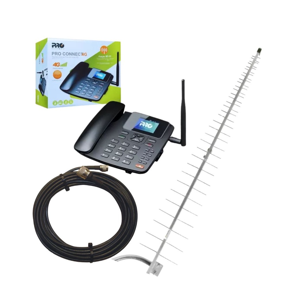 Kit Completo Telefone Rural de Mesa 4G Wifii + Antena + Cabo