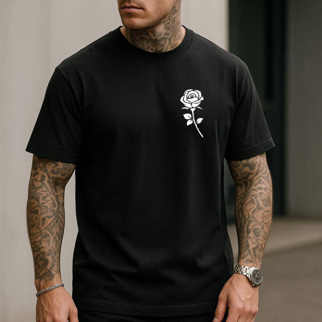 Camiseta Masculina Flor Estampada Tecido Algodão Camisa Streetwear Unissex Blusa Masculina Premium