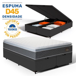 Cama Box Baú com Colchão de Espuma D45 Pillow Top King 193cm em Oferta na Shopee