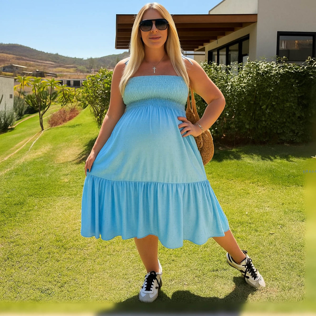 Vestido Midi Casual Para Grávida Gestante Cores Do Verão Tom Pastél Estilo Plus Size