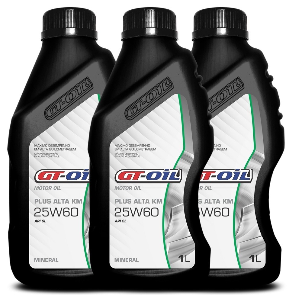 Kit 3 Óleo De Motor Gt Oil Plus Alta Km 25w60 Api Sl Mineral em Oferta na Shopee