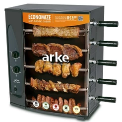 Churrasqueira a Gás GLP Rotativa 5 Espetos Vitta Premium Bivolt - Arke