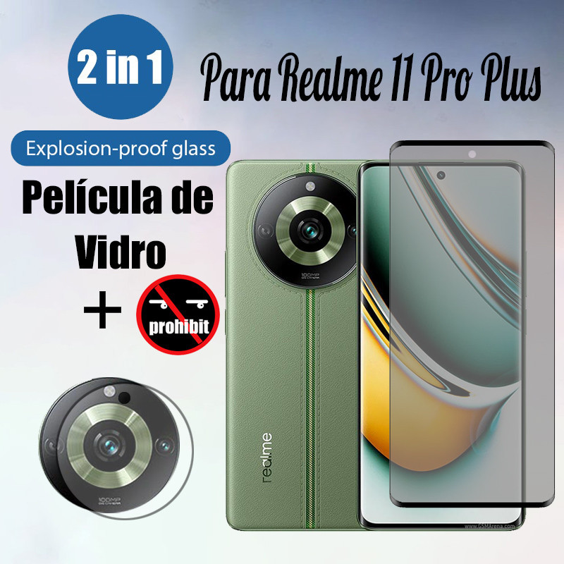 Película Anti Espião Realme 11 Pro Plus 2 Em 1 Protetor De Tela De Vidro Temperado Anti-Espionagem Para 12 GT 6 T 12x 11x 5G Película De Proteção De Alta Qualidade E Lente De Câmera