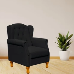 Poltrona Decorativa Para Sala de Estar Yara P02 Facto Preto - Lyam Decor