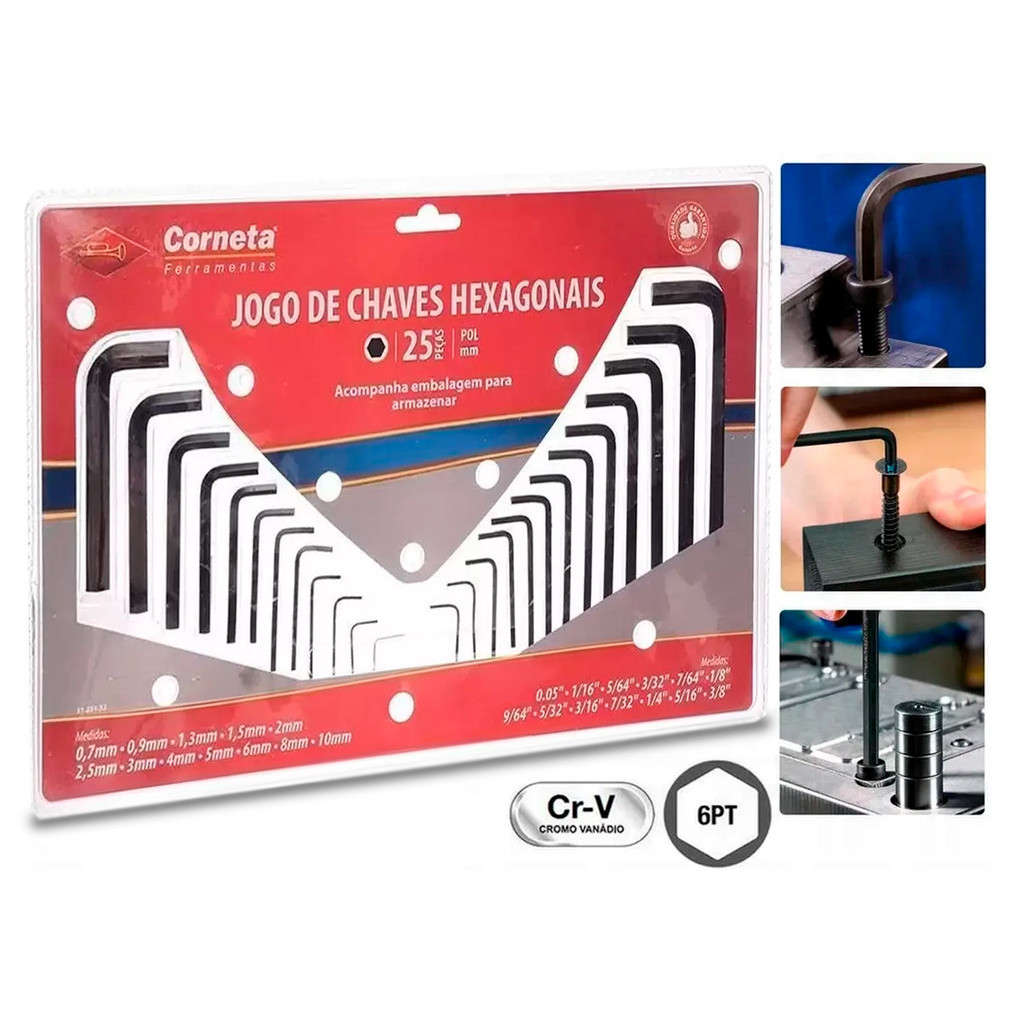 Jogo De Chave Allen 3/64 A 3/8 - 0,7 A 6mm Com 25 Peças em Oferta na Shopee