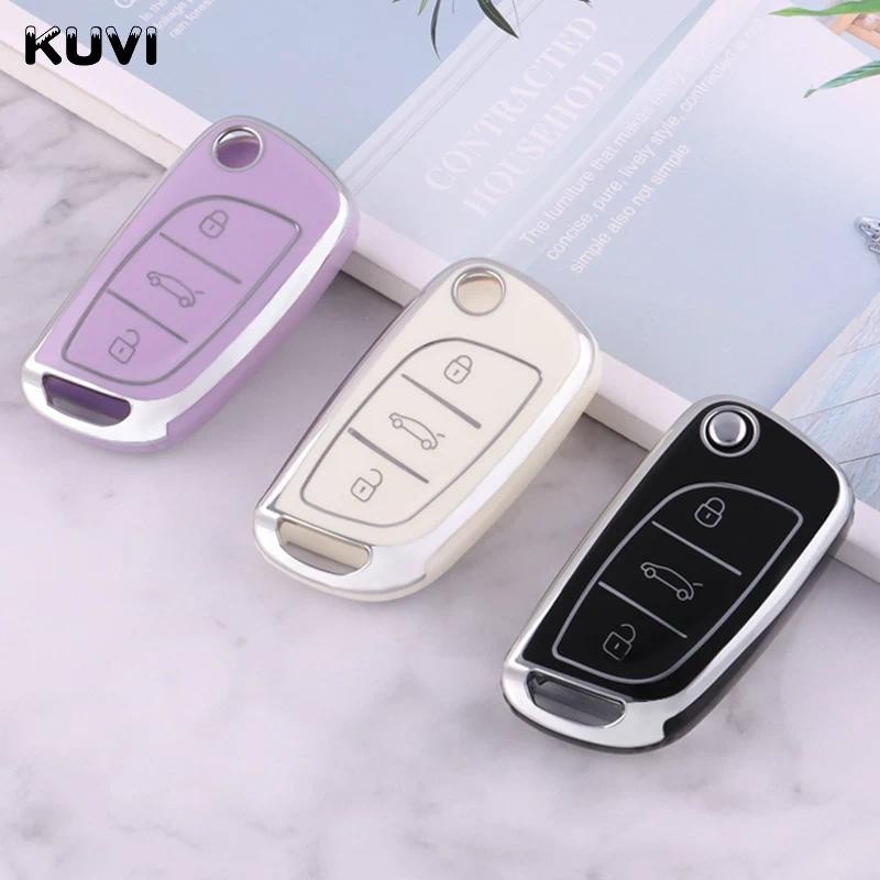 TPU Capa De Chave De Carro Com Flip Fob Para Citroen C1 C2 C3 C4 C5 XSARA PICA Peugeot 306 407 807 DS DS3 DS4 DS5 DS6