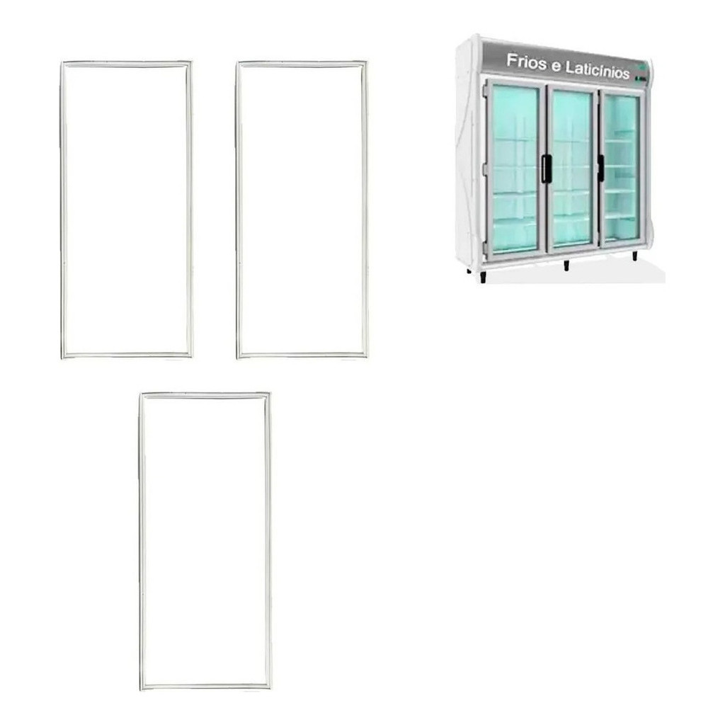 Kit 3 Borracha Gaxeta Geledeira Gelopar Gevt3p 148 X 51cm