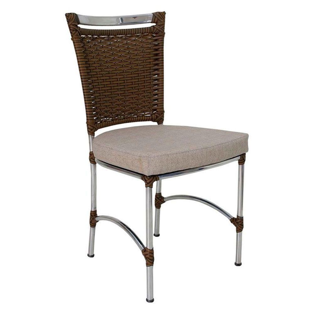 Cadeira Em Alumínio E Fibra Sintética Jk Cozinha Edícula Sepia E Fundo Palha em Oferta na Shopee