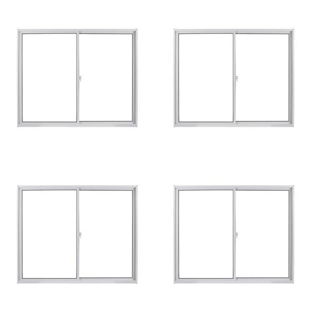 Kit com 4 Janela de Alumínio de Correr 100x120cm Vidro Liso Branca Linha Soft MGM Kit com 4 Janela de Alumínio de Correr 100x120cm Vidro Liso Branca Linha Soft MGM
