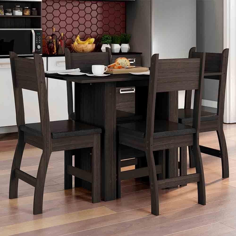 Conjunto Mesa Com 4 Cadeiras Milano Amêndoa Com Preto em Oferta na Shopee