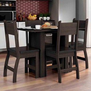 Conjunto Mesa Com 4 Cadeiras Milano Amêndoa Com Preto em Oferta na Shopee
