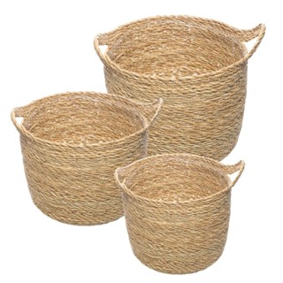 3 Cachepots Wolff de Fibra Natural com Alça e Forro em Oferta na Shopee