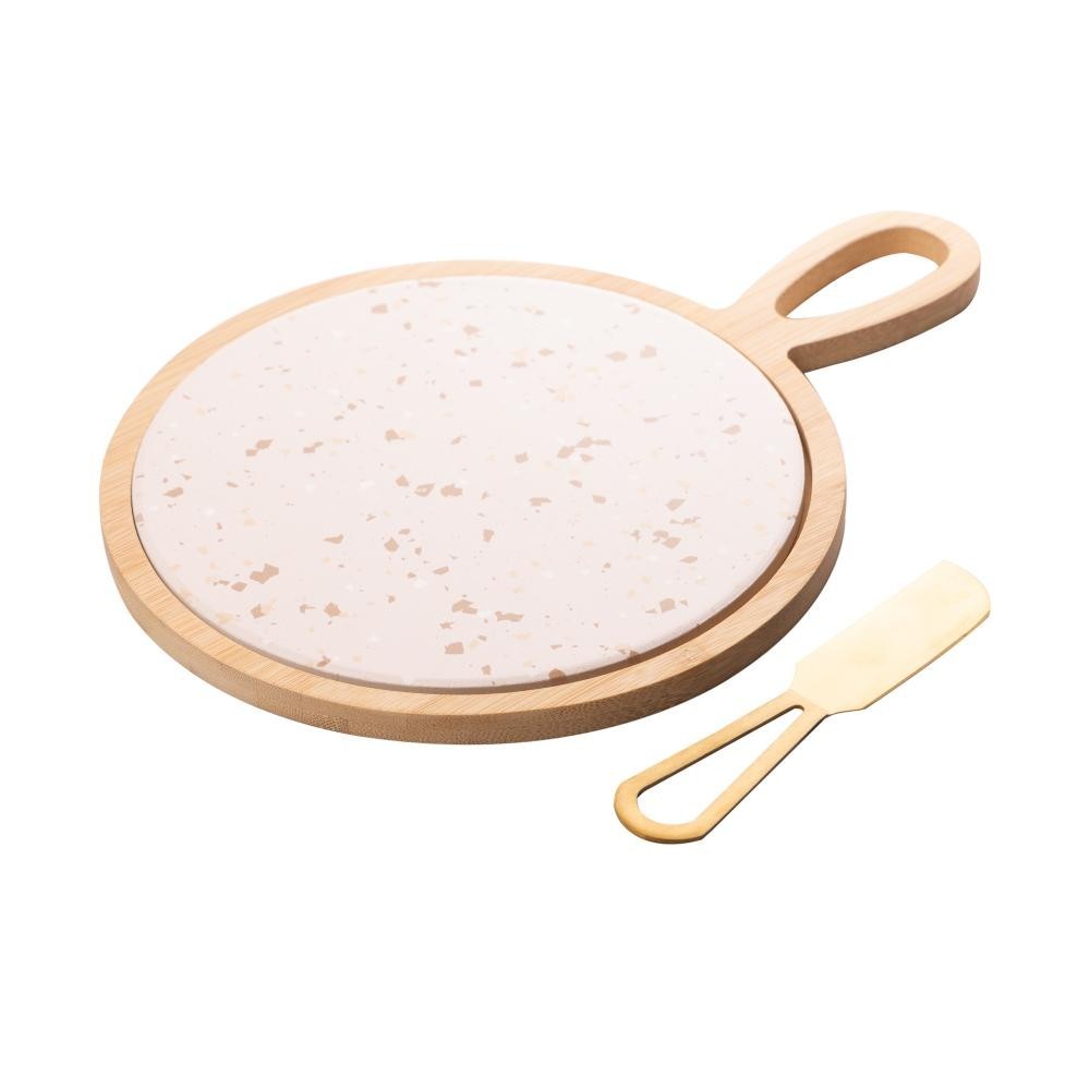 Conjunto para Queijo Lyor Terrazo de Bambu com Tábua Redonda - Home & Living