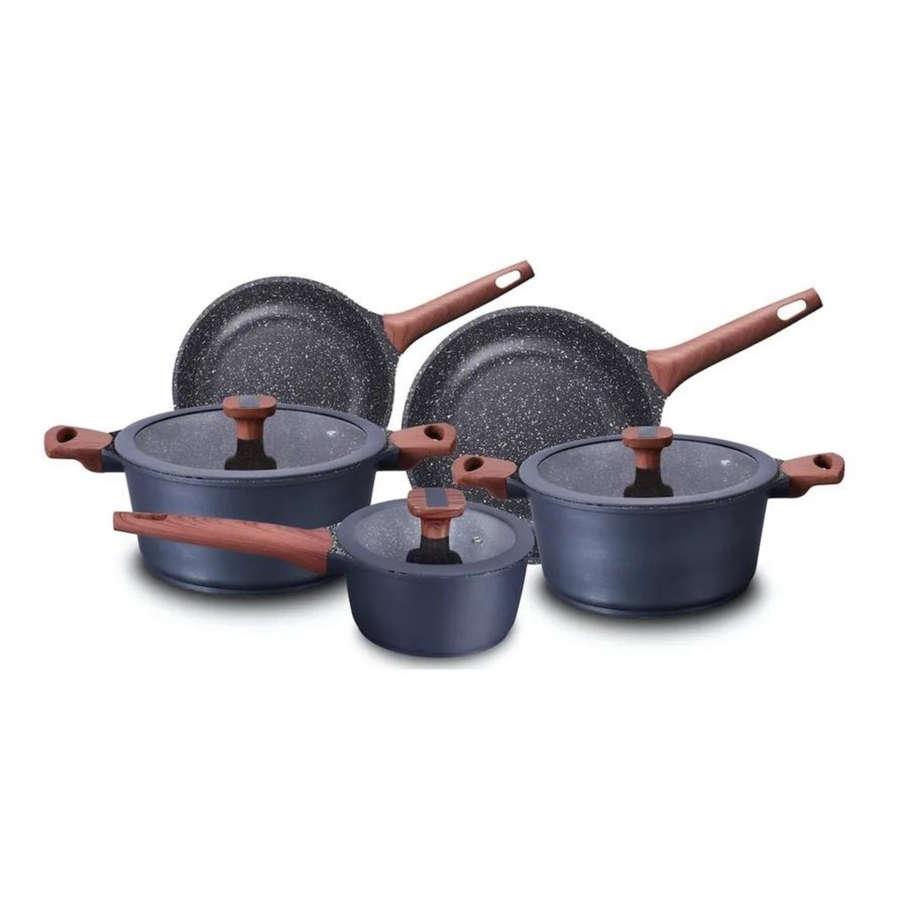 Jogo de Panelas 5 Peças Frigideira Caçarola em Alumínio Cerâmic-Flon Titanium MTA 8460 em Oferta na Shopee
