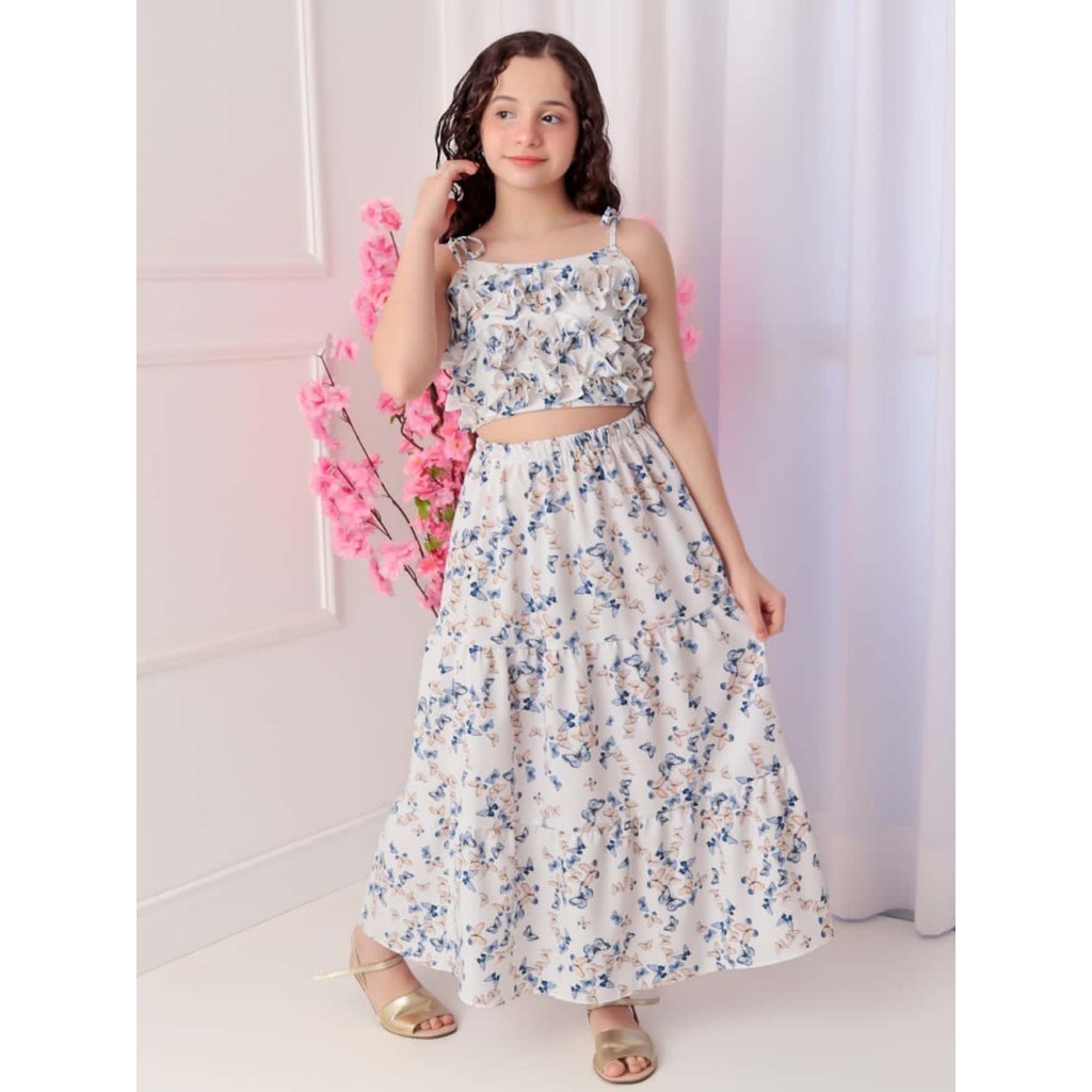 Conjunto Infantil Milly em Crepe - Saia Longa e Cropped: A Magia da Infância com Estilo!