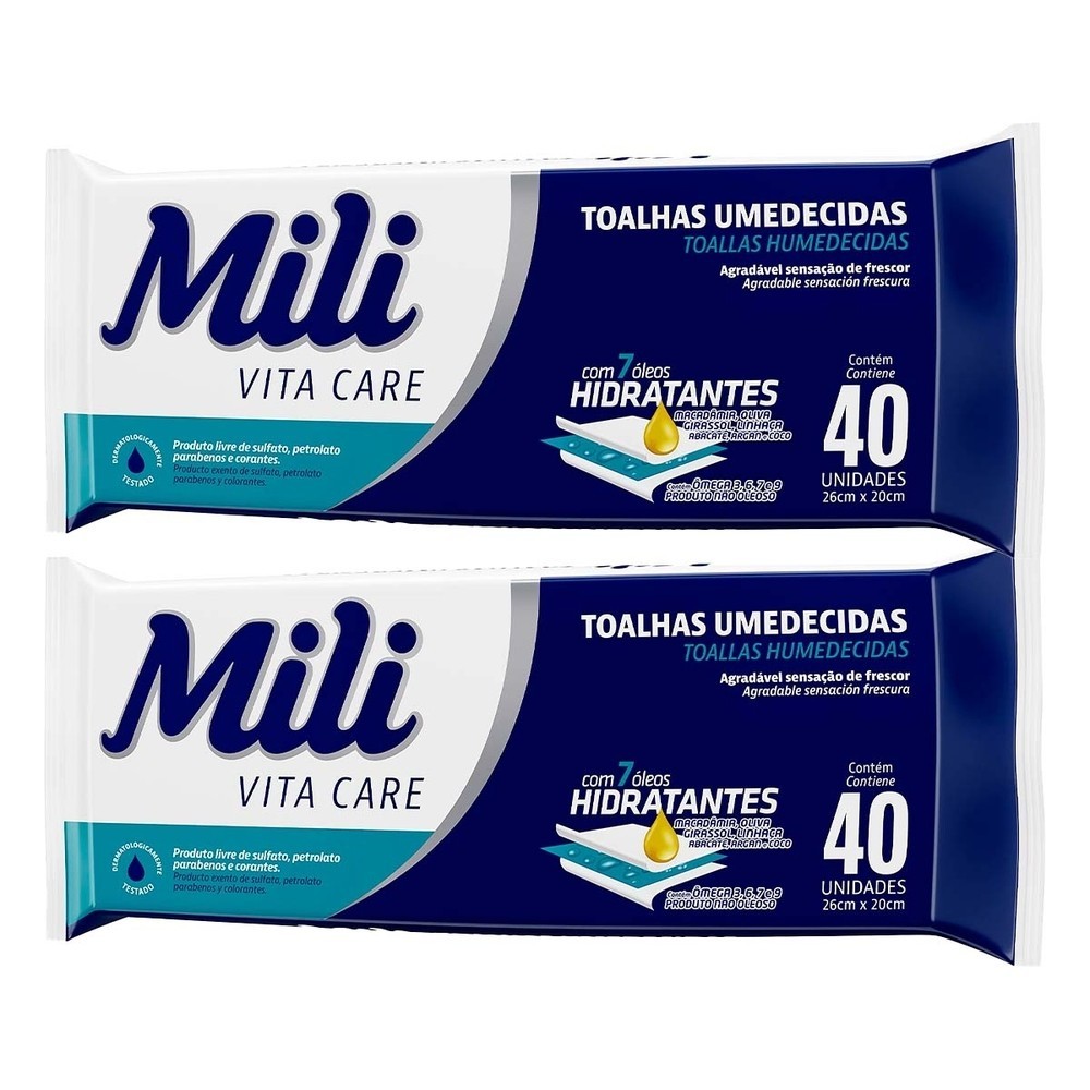 Kit 2 und Toalhinha Umedecida  Mili Adulto c/40 em Oferta na Shopee