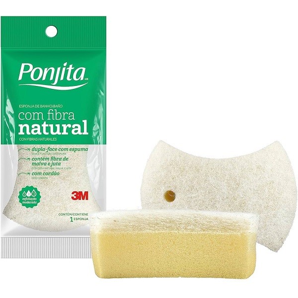 Esponja de Banho com Fibra Natural Dupla Face Ponjita em Oferta na Shopee