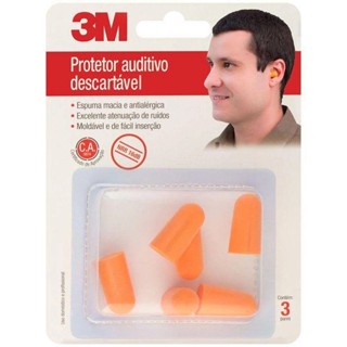 Protetor Auricular 3M 1100 Espuma Ouvidos Abafador 3 Pares em Oferta na Shopee