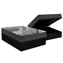 Conjunto Box Baú Casal: Colchão Molas Ortobom SuperPocket Fort Tech ISO + Base CRC Courano Black(138x188)
