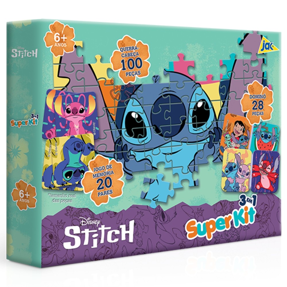 SUPER KIT STITCH 148 PEÇAS QUEBRA CABEÇA + DOMINÓ + JOGO DE MEMÓRIA TOYSTER DISNEY EDUCATIVO PUZZLE em Oferta na Shopee