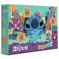 SUPER KIT STITCH 148 PEÇAS QUEBRA CABEÇA + DOMINÓ + JOGO DE MEMÓRIA TOYSTER DISNEY EDUCATIVO PUZZLE