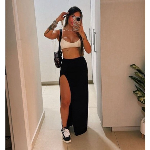Saia Longa Fenda Feminina Modinha Tomara Que Caia Suplex Verão Top em Oferta na Shopee