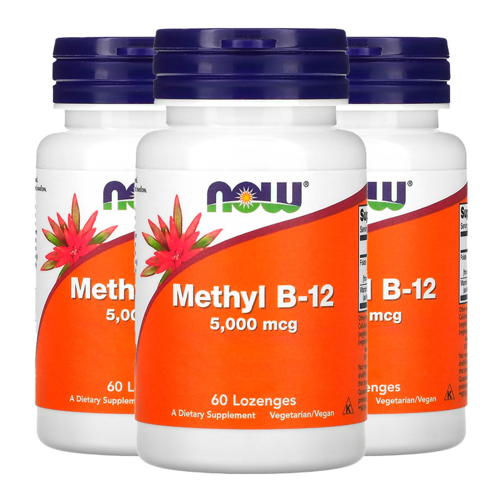 Kit 3x Metil B-12 5.000mcg Now Foods Methyl 60 Pastilhas Importado/Made in Usa