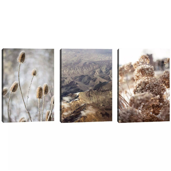 Quadros Decorativos 3 Peças Beleza de Outono  Uma Janela Panorâmica para a Serenidade da Natureza JK