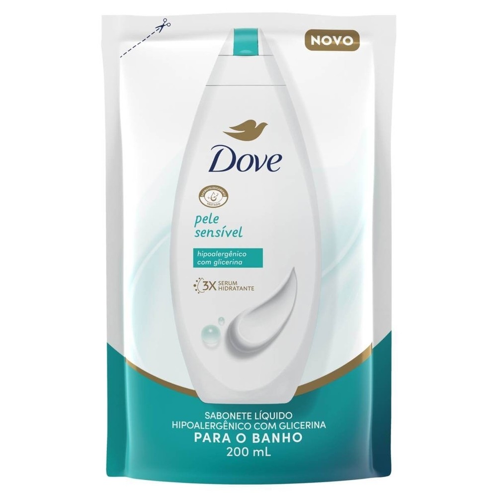 Sabonete Líquido Dove Pele Sensível com Glicerina Refil 200ml - Beauty