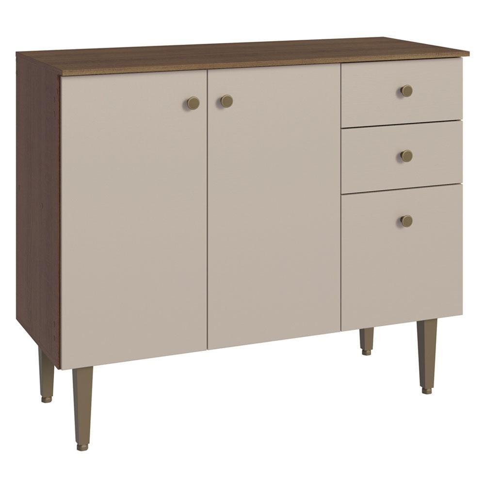 Balcão Gabinete 3 Portas 1 Gaveta Rustic/Crema Gourmet Madesa em Oferta na Shopee