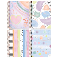 Caderno Universitário 1 Matéria 80 Folhas Jandaia La Crème – Capa Dura | Papel Off White | Kit com 4 Unidades Sortidas