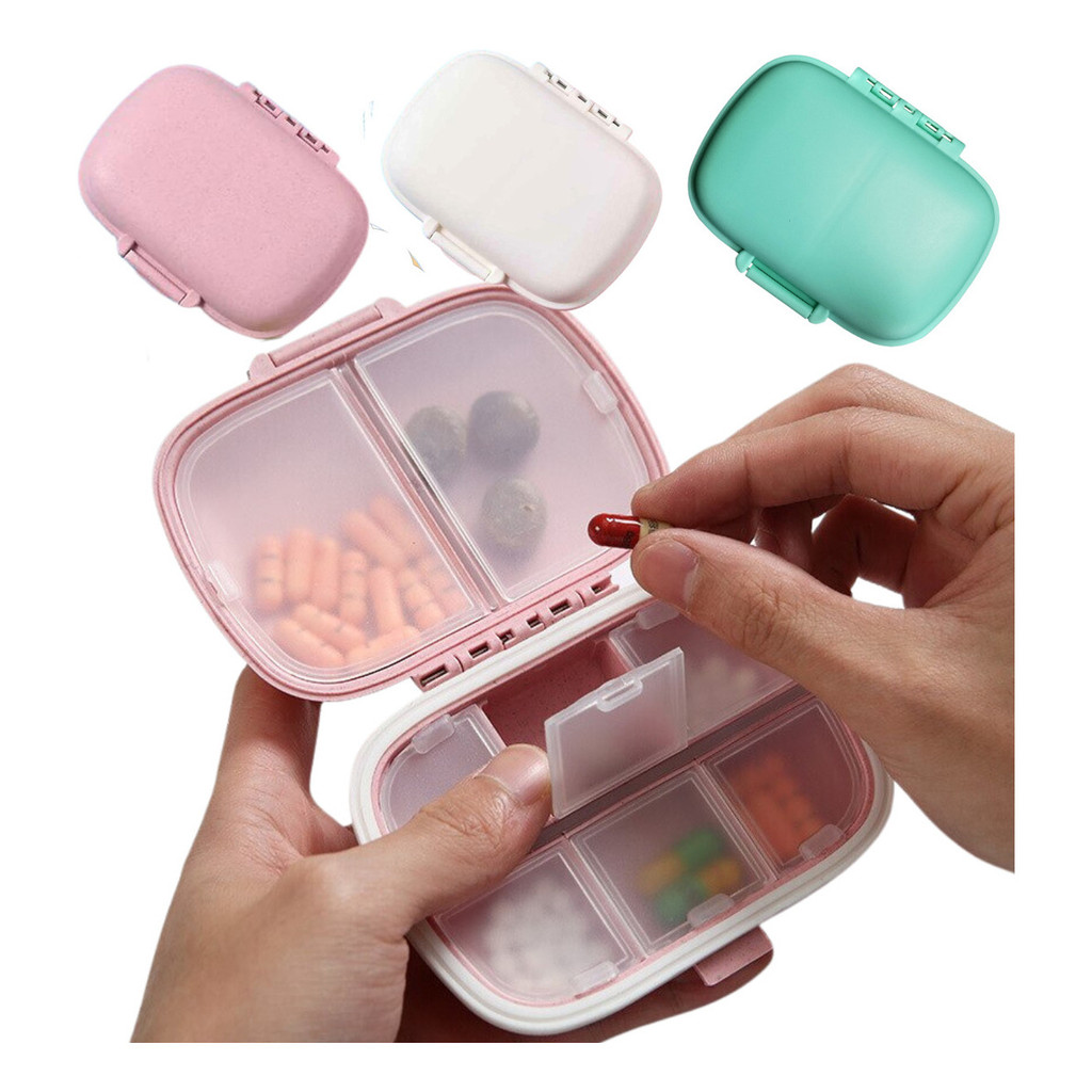 Caixa Porta Remédio 8 Partes Comprimido Suplementos e Vitamina Pill Box Semanal e Diário Seguro