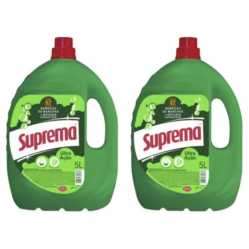 Lava-Roupas Líquido Ultra Ação Suprema Manchas + Dificeis 5 Litros - 2 unidades