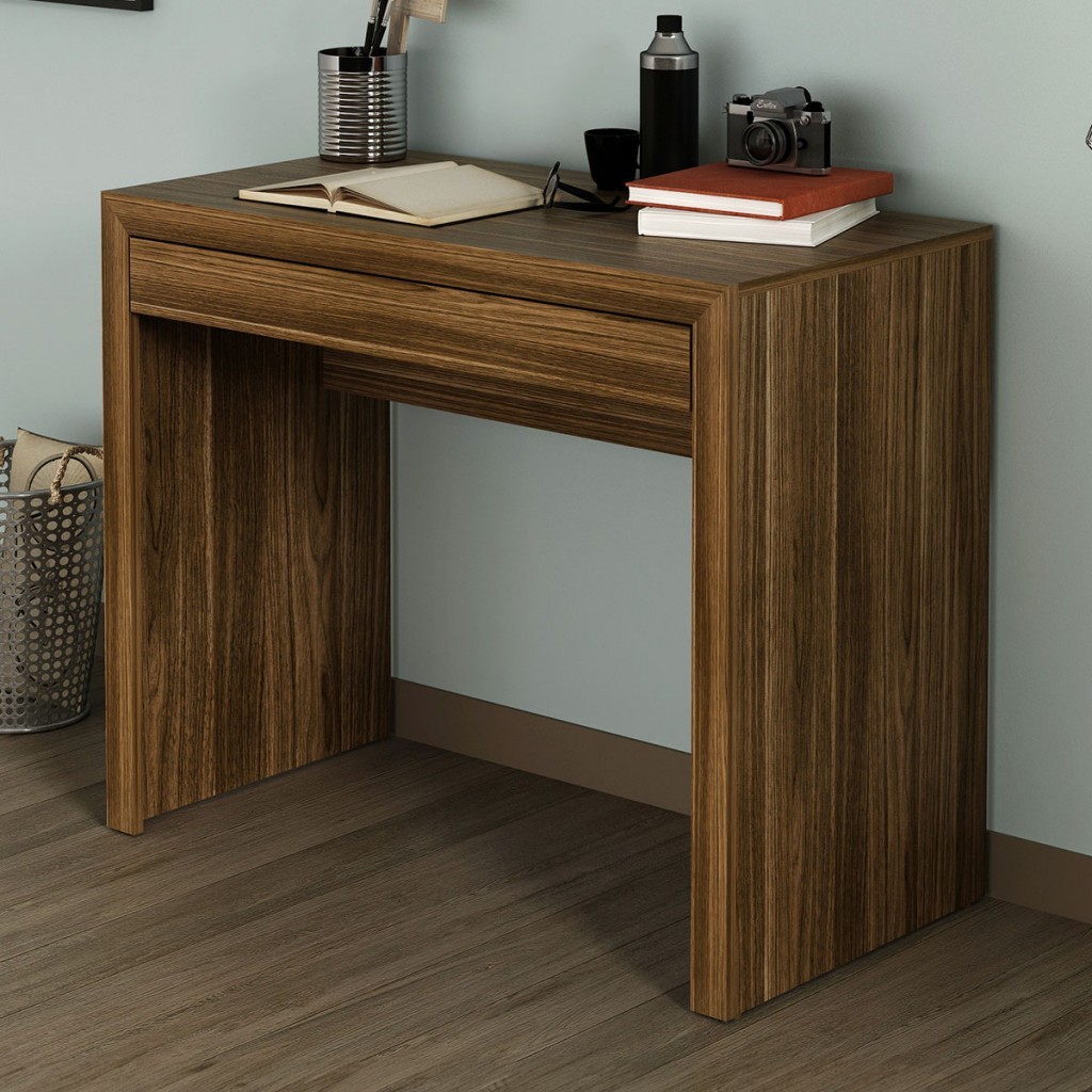 Mesa Escrivaninha 1 Gaveta Nogal Me4107 - Tecno Mobili em Oferta na Shopee