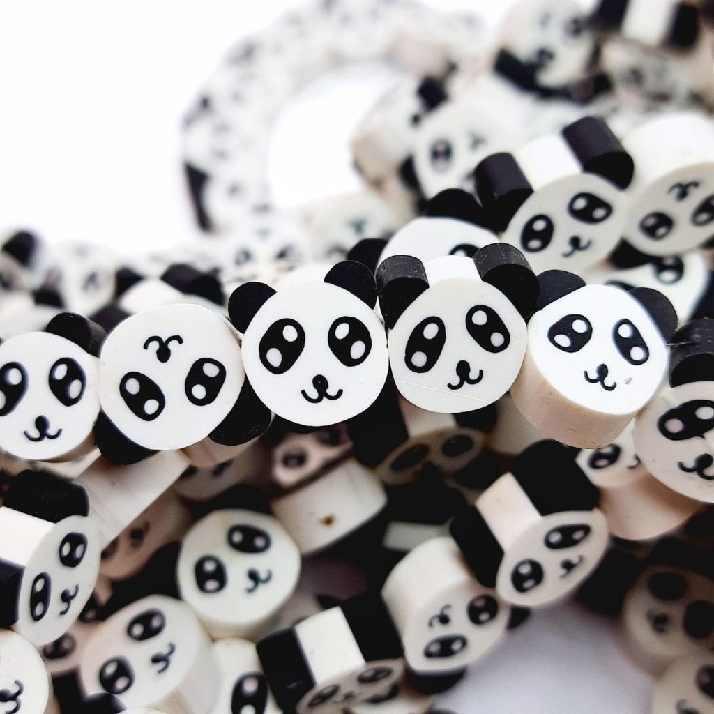 Miçanga Emborrachada Fimo Urso Panda 11mm Diy Pandinha em Oferta na Shopee