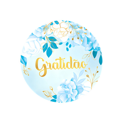 NOVO Painel Festa Infantil Redondo Gratidão Letras Douradas, cor azul claro aquarela + Arco, Suporte incluso. Fazemos personalizado com qualquer tema. Confeccionado em Lona fosca, impressão de alta resolução. cenário , p/ Decoração