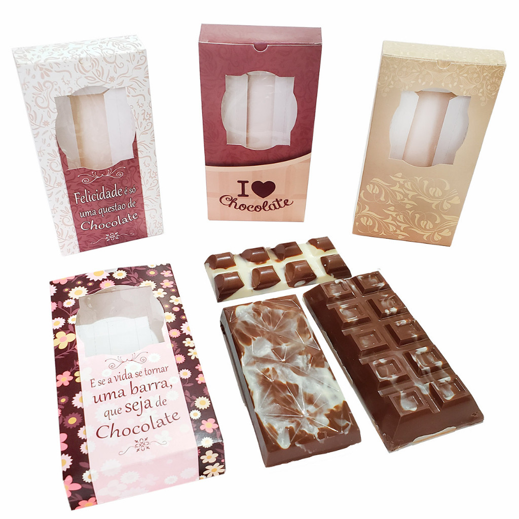 10 Caixas para Barras de chocolate de presente e lembrancinha, acompanha Berço Regulável. 17x9x3cm