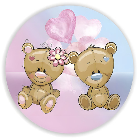 NOVO Painel Festa Infantil Redondo Chá Revelação Ursinhos Marrom Escuros, Detalhe de Flor e Coração + Arco, Suporte incluso. Fazemos personalizado com qualquer tema. Confeccionado em Lona fosca, impressão de alta resolução. cenário , p/ Decoração