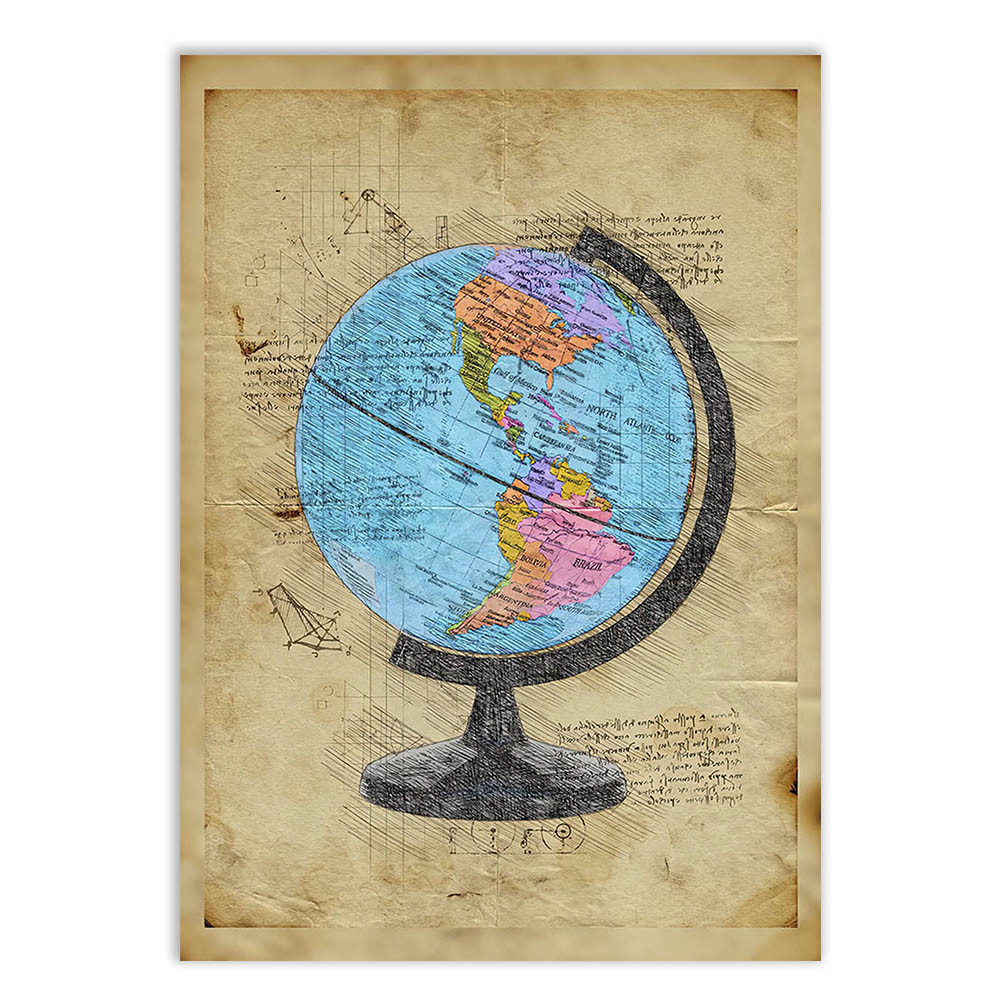Placa Quadro Decorativo Globo Mapa Mundi Decoração Escola Poster