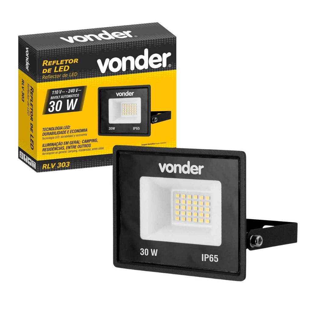 Refletor LED 30 W 2100 Lm Bivolt 6500 K IP65 RLV303 Vonder