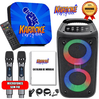 Karaoke Party Box +2 Microfones Sem Fio + Caixa de Som +De 2000 Musicas (Sistema Com Pontuação) AZUL em Oferta na Shopee