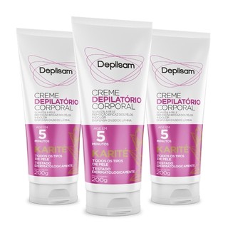 Kit 3 unid - Creme Depilatório Corporal Depilsam Karité 200G em Oferta na Shopee