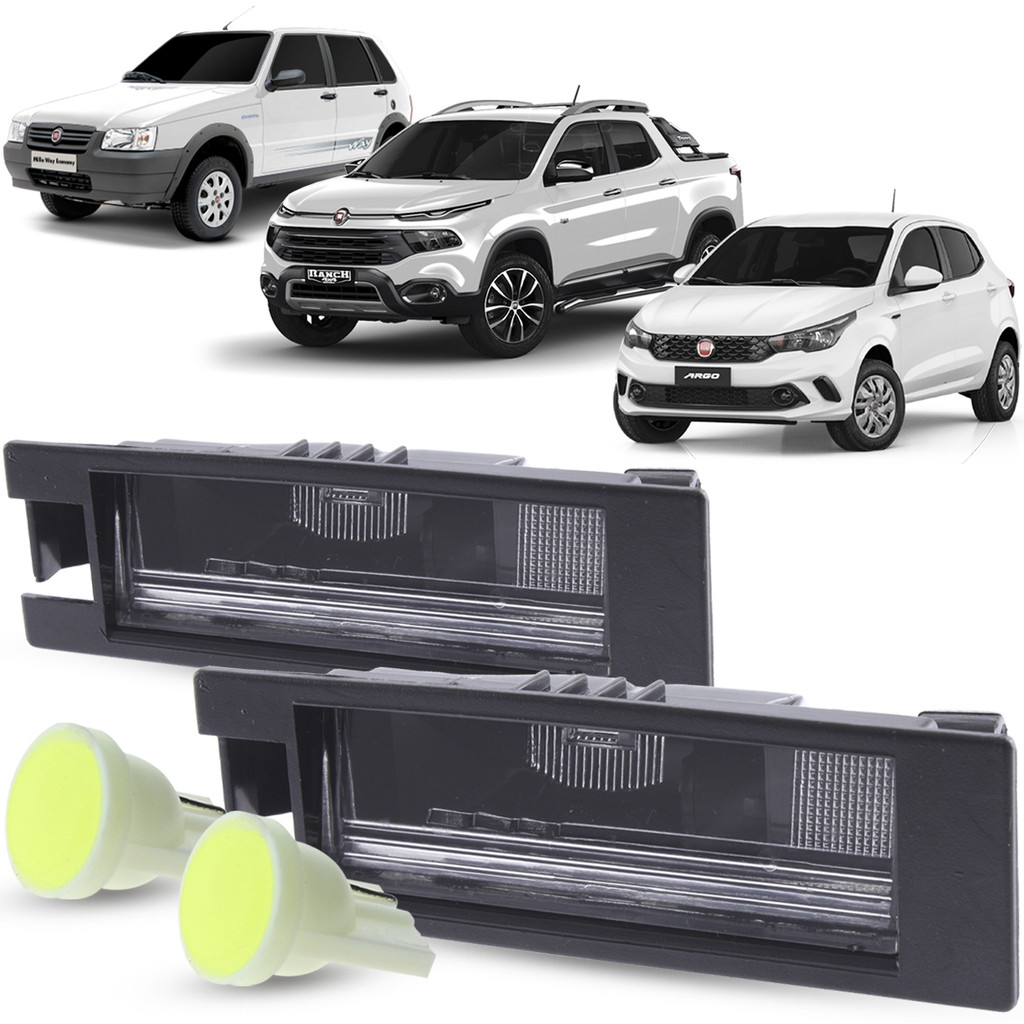 Par Lanterna Luz Placa + Soquete e LED Fiat Uno Idea Punto Linea Palio Fire Attractive Siena Doblo Grand Siena Toro Argo