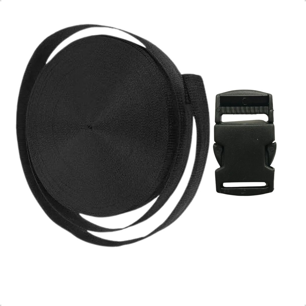 Fita Ca 30mm 2m + 10 Fecho Plastico Fivela Engate Rapido