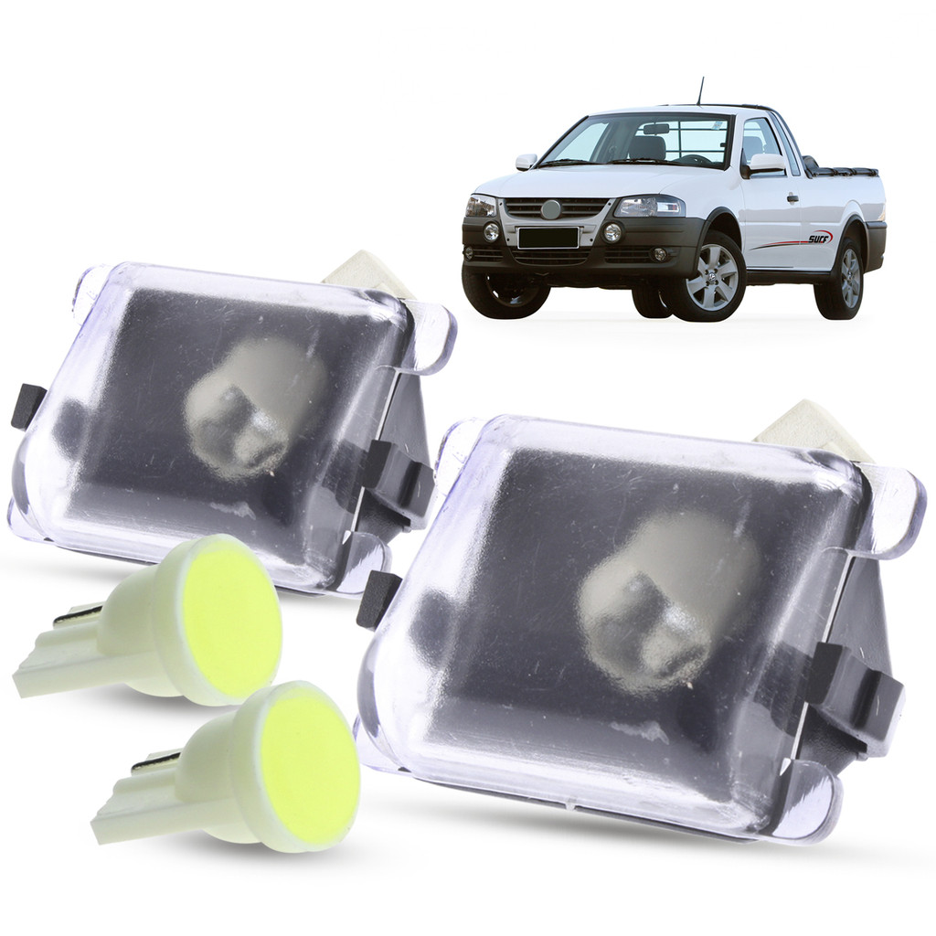 Par de Lanterna Luz De Placa + Soquete e LED VW Saveiro G2 G3 G4 1997 1998 1999 2000 2001 2002 2003 2004 2005 2006 2007